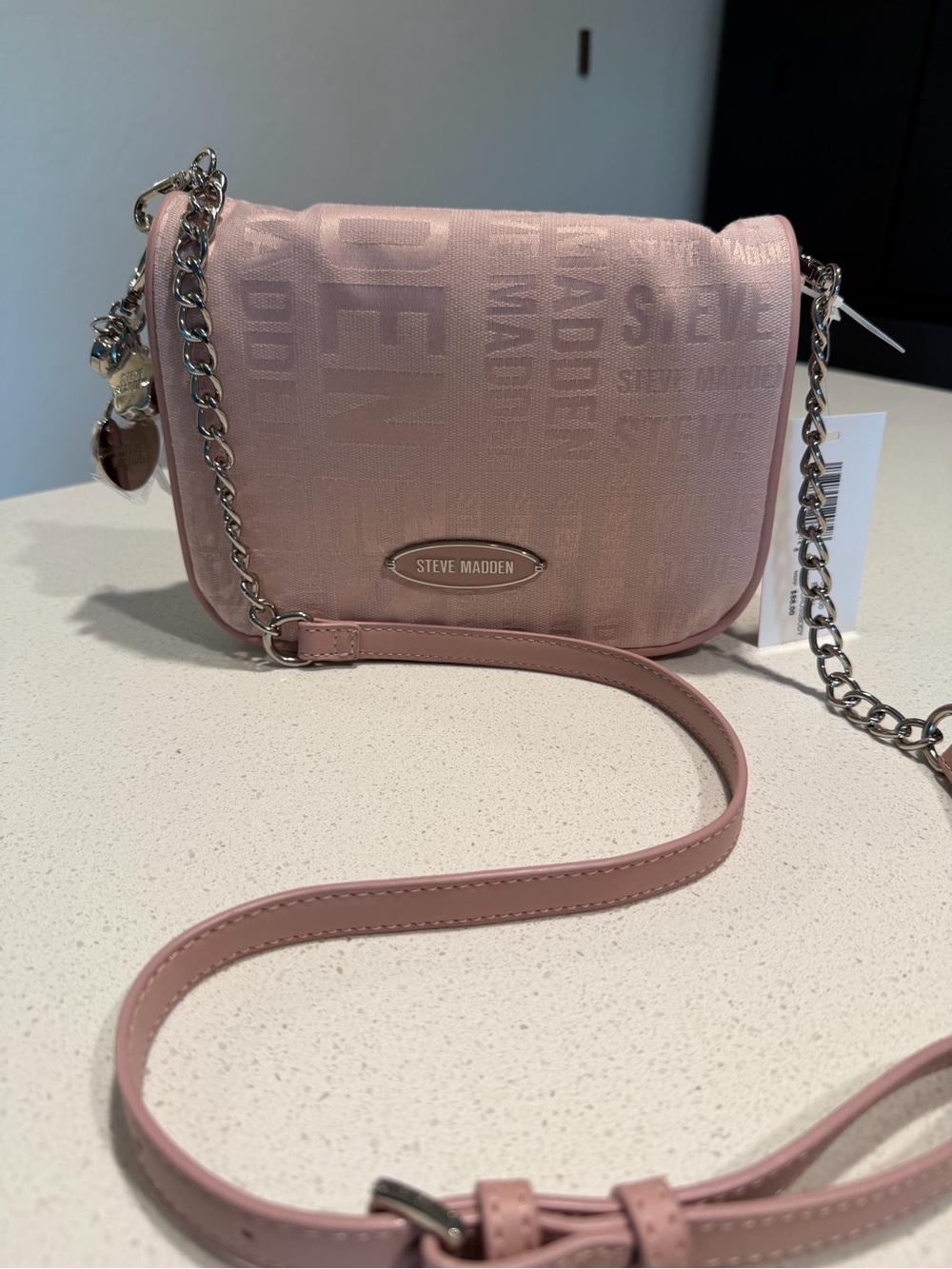 Steve Madden Dusty Pink Chain Strap Shoulder Bag